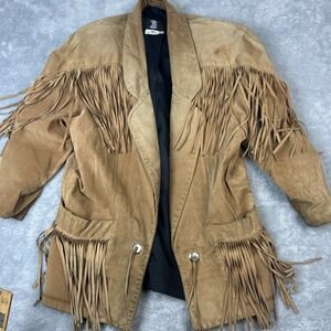 Vtg Womens Fringe Suede Jacket Outerwear by Phoenix Western Boho Style Size M